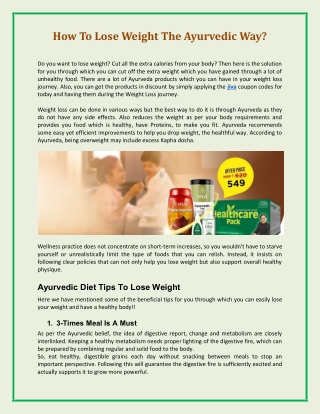 How To Lose Weight The Ayurvedic Way?