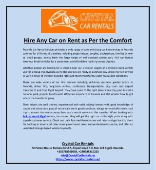 Hire any car on rent as per the comfort converted