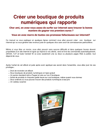 Créer une boutique de produits numériques