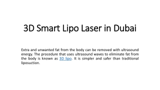 3D Smart Lipo Laser in Dubai