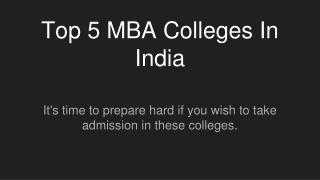 Top 5 MBA Colleges In India