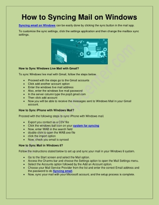 How To Syncing Email To Windows?