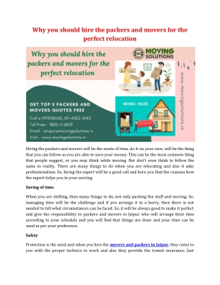 Why you should hire the packers and movers for the perfect relocation