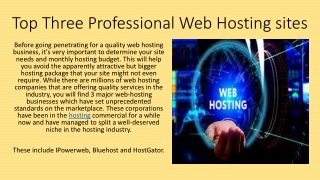Top Three Professional Web Hosting sites