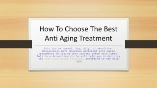 How To Choose The Best Anti Aging Treatment According To Skin Type