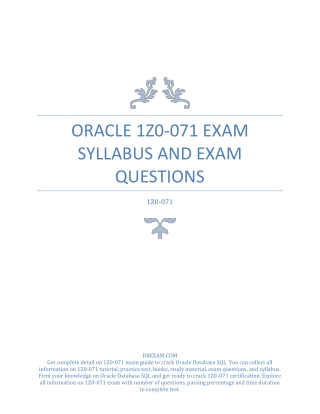 [2020] Oracle 1Z0-071 Exam Syllabus and Exam Questions