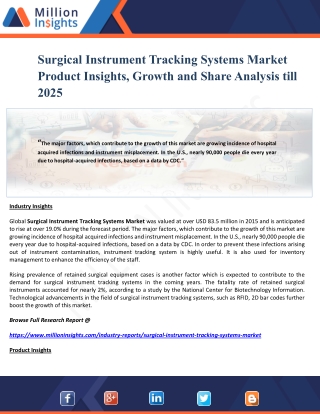 Surgical instrument tracking systems market product insights, growth and share analysis till 2025