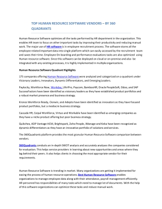 TOP HUMAN RESOURCE SOFTWARE VENDORS