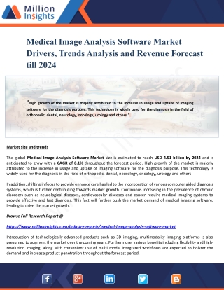 Medical image analysis software market drivers, trends analysis and revenue forecast till 2024