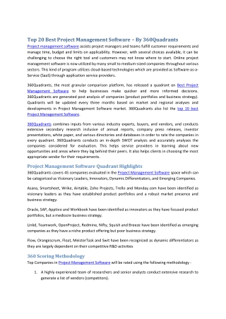 Top 20 Best Project Management Software