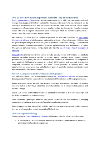 Project Management Software Quadrant Highlights