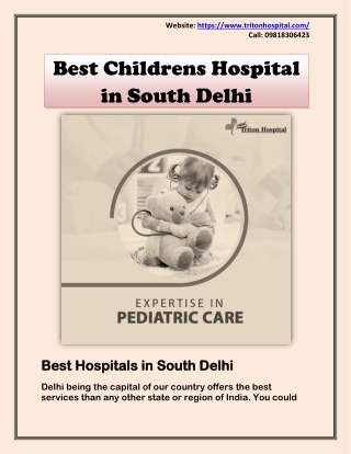 Search the Best Childrens Hospital in South Delhi