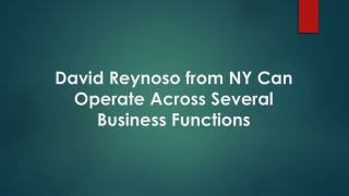 David Reynoso from NY Can Operate Across Several Business Functions