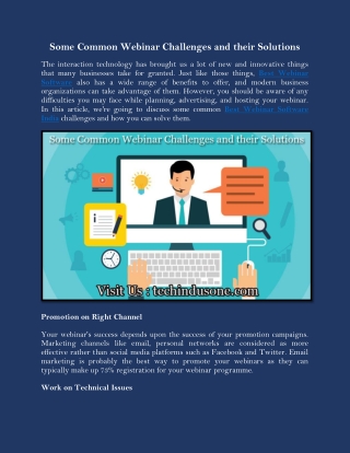 Some Common Webinar Challenges and their Solutions