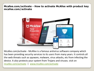 Mcafee.com/activate - How to activate McAfee with product key mcafee.com/activate