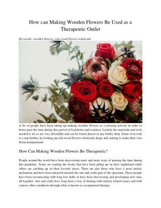 How can Making Wooden Flowers Be Used as a Therapeutic Outlet