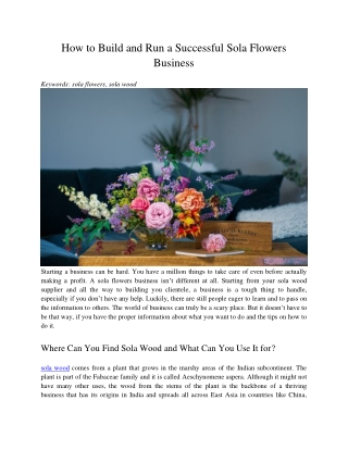 How to Build and Run a Successful Sola Flowers Business