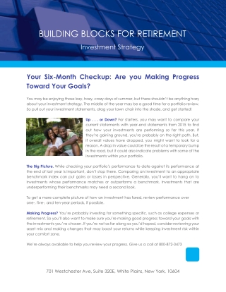 Your Six Month Checkup Are You Making Progress Toward Your Goals