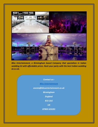 Hire Best Indian Wedding DJ in UK from Bliss Entertainment