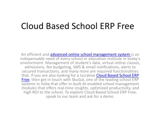 Cloud Based School ERP Free