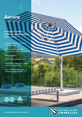 Weatherproof with aurora Cantilever Umbrellas by Instant Shade Umbrellas