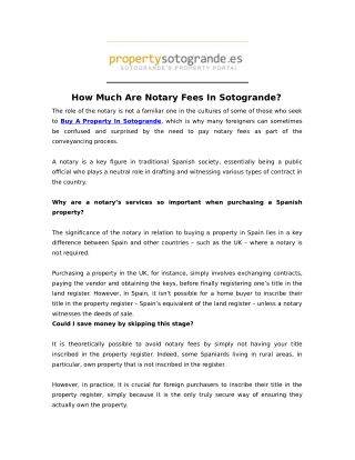 How Much Are Notary Fees In Sotogrande?