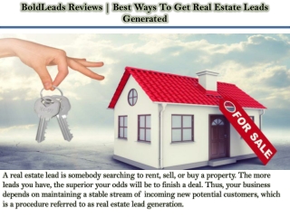BoldLeads Reviews | Best Ways To Get Real Estate Leads Generated
