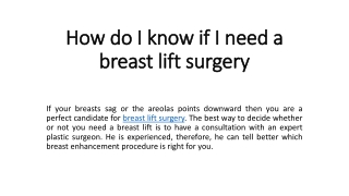 How do I know if I need a Breast Lift Surgery