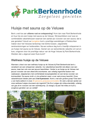 Park Berkenrhode - Huisje met sauna op de Veluwe