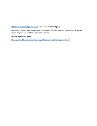 Medical Recruitment Agencies Dubai - Alliance Recruitment Agency