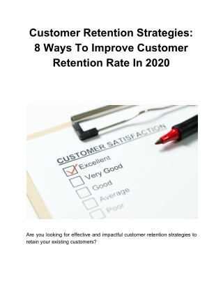 Customer Retention Strategies: 8 Ways To Improve Customer Retention Rate In 2020
