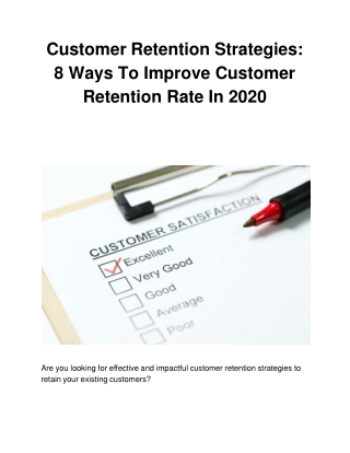 Customer Retention Strategies: 8 Ways To Improve Customer Retention Rate In 2020