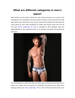 What are different categories in men's bikini?