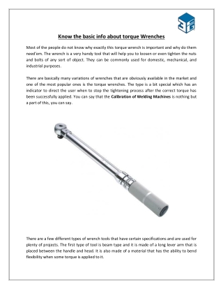 Know the basic info about torque Wrenches