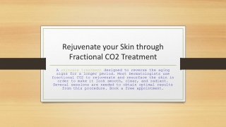 Rejuvenate your Skin through Fractional CO2 Treatment