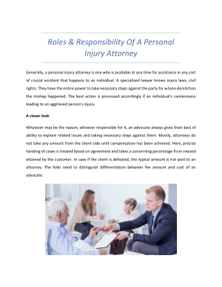 Roles & Responsibility Of A Personal Injury Attorney