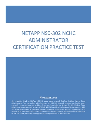 Actual Net App NS0 302 NCHC Administrator Certification Practice Test