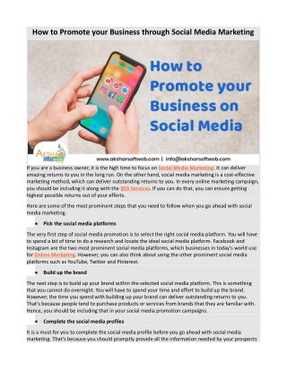 How to Promote your Business through Social Media Marketing