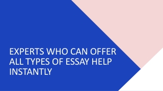 Experts Who Can Offer All Types Of Essay Help Instantly
