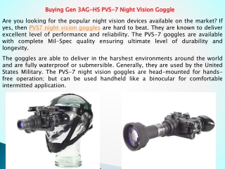 Buying PVS-7 Night Vision Goggles - Night Vision 4 Less