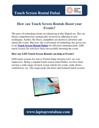 How can Touch Screen Rentals Boost your Events?