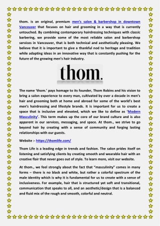 thom- a men’s hair salon and barbershop in Vancouver