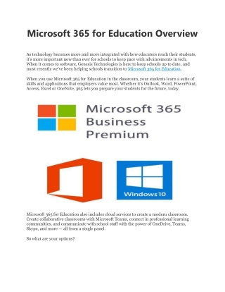 Microsoft 365 for Education Overview