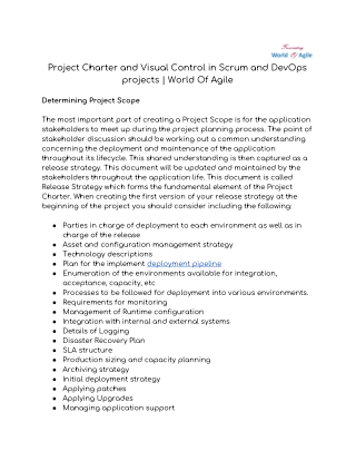 Project Charter and Visual Control in Scrum and DevOps projects | World Of Agile
