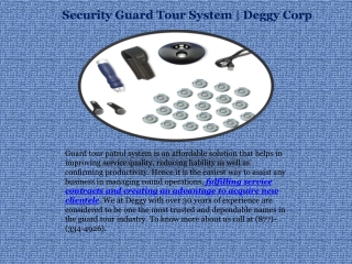 Security Guard Tour System | Deggy Corp