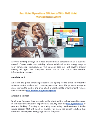 Run Hotel Operations Efficiently With PMS Hotel Management System