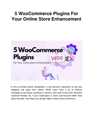 5 WooCommerce Plugins For Your Online Store Enhancement