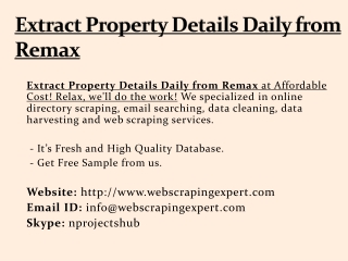 Extract Property Details Daily from Remax