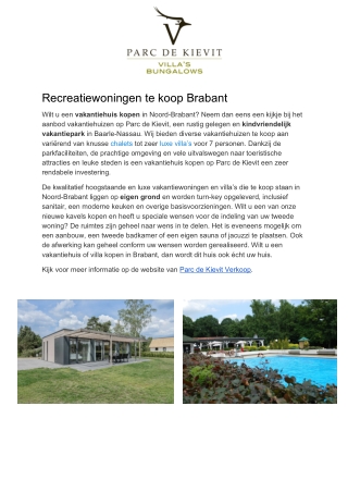 Recreatiewoningen te koop Brabant