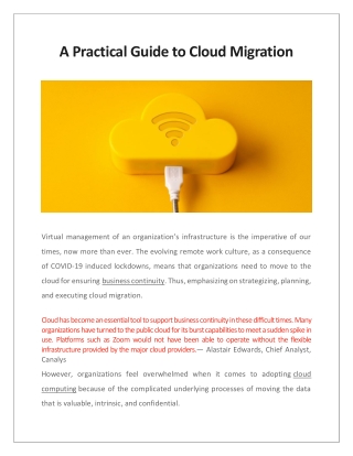 A Practical Guide to Cloud Migration